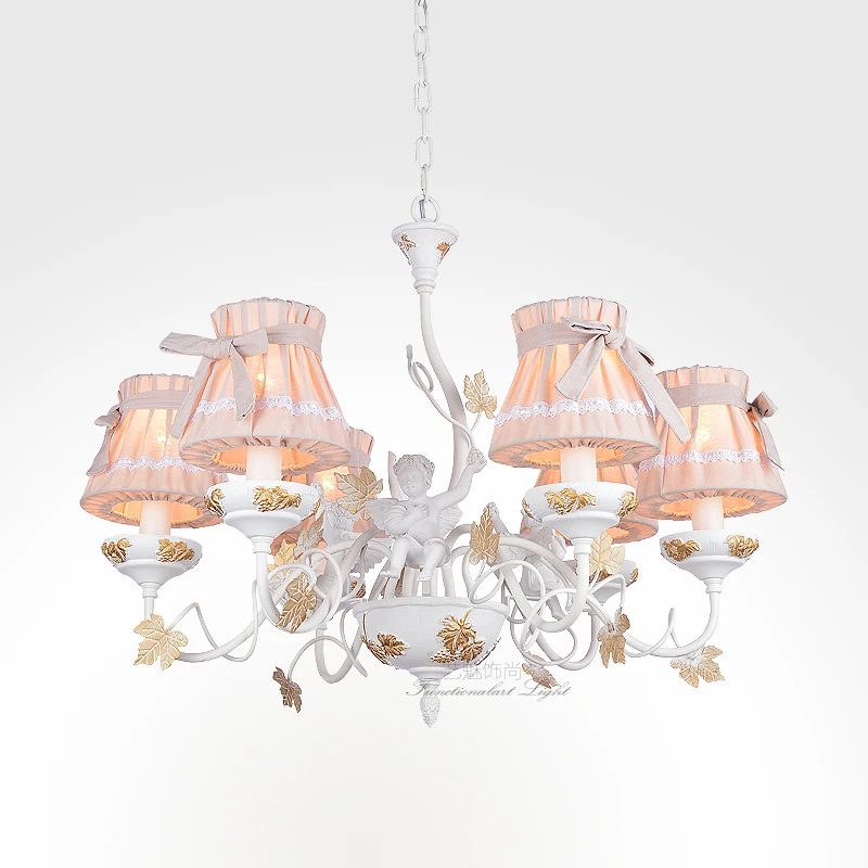 

American style retro bows chandeliers living rooms bedrooms dining rooms Princess rooms European style lace fabric chandeliers