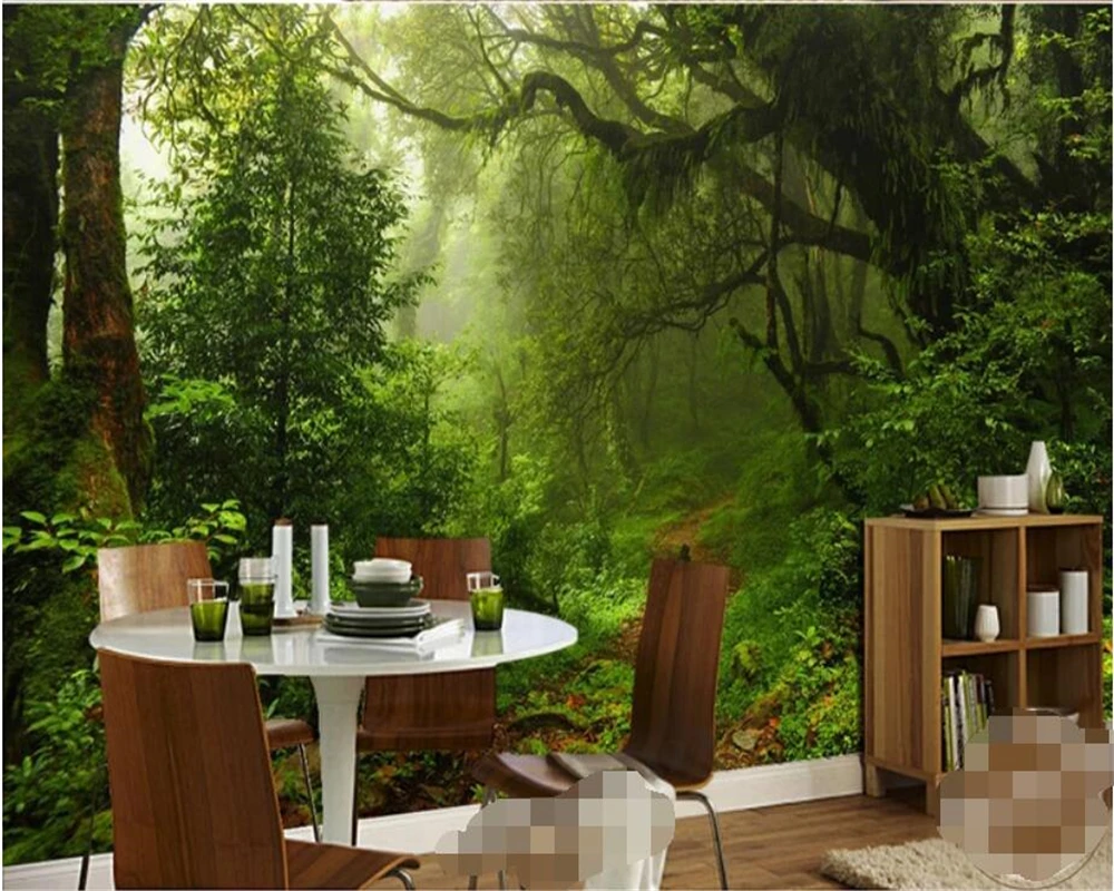 Beibehang пользовательские 3d обои природа примитивный лес леса живописный путь деревья живопись ТВ диван фон фрески 3d обои