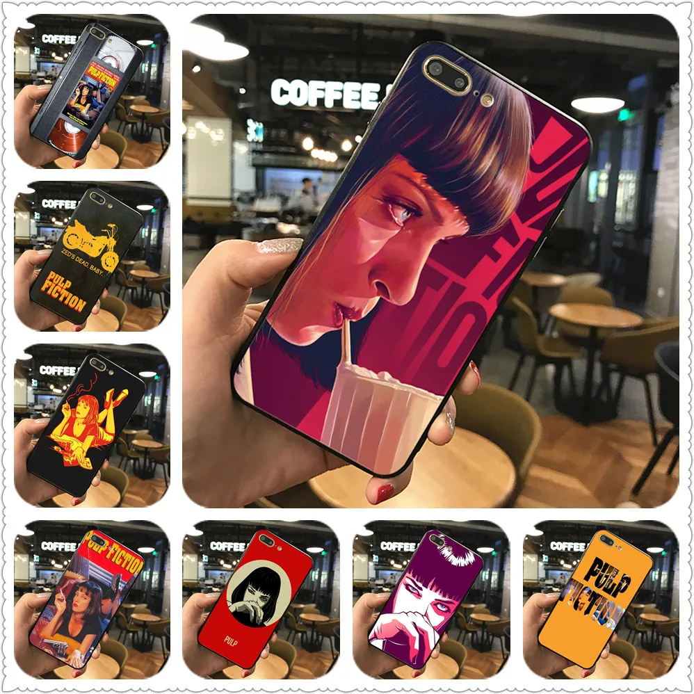 

PULP FICTION design phone Case For iphone 6 5s X 7 8 Plus Black silicone case For Samsung S6 s7 edge s8 s9 plus Case Cover