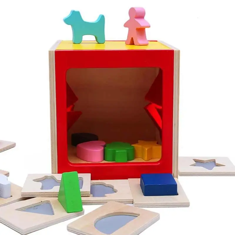 Развивающие деревянные игрушка Монтессори Touch и догадка геометрические головоломки Коробка ранние развитие интеллекта Пазлы
