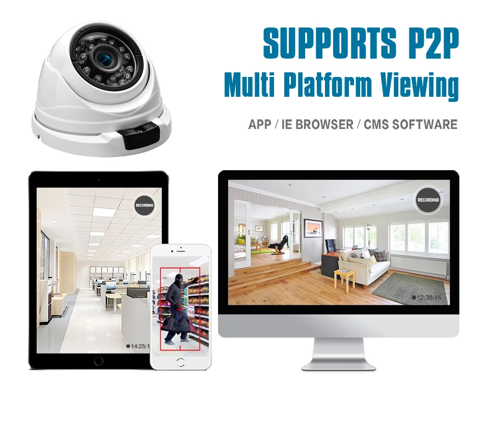 Купольная камера видеонаблюдения BESDER широкоугольная 2 8 мм 720P 960P 1080P PoE|ip camera|camera
