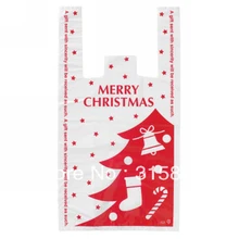 Merry Рождество Handy торговый пластиковые пакеты 24x45x6 см 100 шт./лот