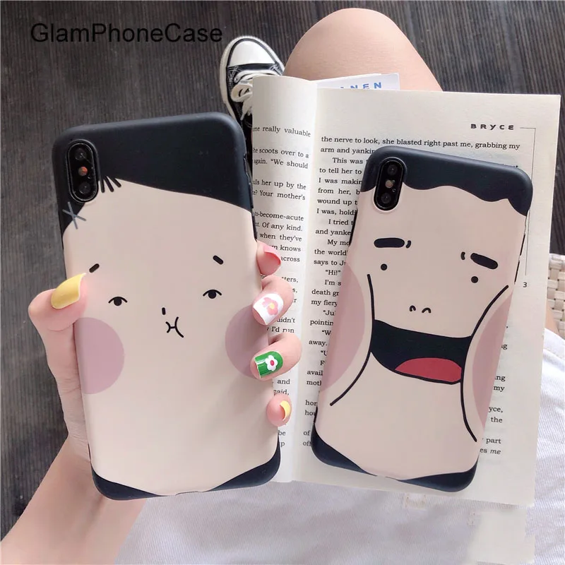 

GlamPhoneCase Big Face Couple Phone Case For iPhone X XS Max XR Soft Silicone Cover For iPhone 7 8 6 6s Plus Case