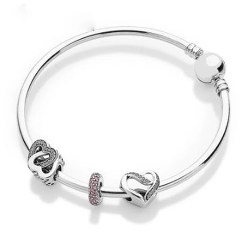 

NEW 925 silver products european-american simple style heart accessories with bracelet diy bracelet lover gift