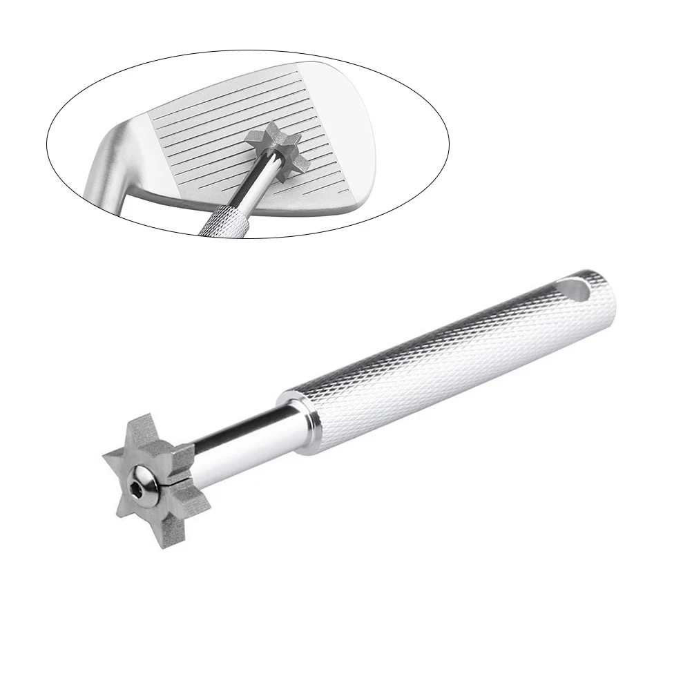 

Golf Club Groove Sharpener Golf Club Re-Grooving Cleaning Tool with 6 Cutters (Silver)