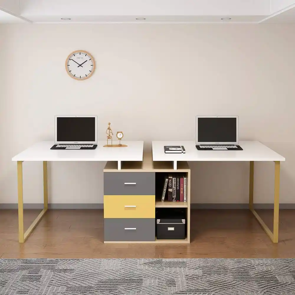 Extra Long Computer Desk For 2 Person Adjustable Double