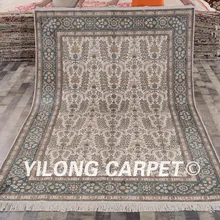 YILONG 6'x9' синие и бежевые восточные небольшие ковры из шелка ручной работы шелковый ковер(J05B6x9