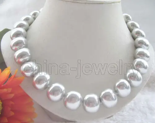 

hot& Beautiful 18" 19mm bright gray south sea shell pearl necklace - 14k gold filled@^Noble style Natural Fine jewe FREE SHIPPI