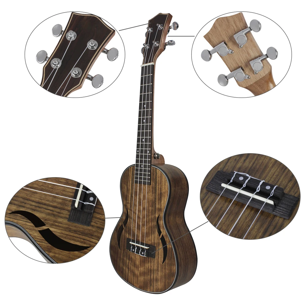 

21 Inch Acoustic Tenor Ukulele Ukelele Uke Walnut Wood Nylon Strings Close Type Tuning Pegs Sting Instrument