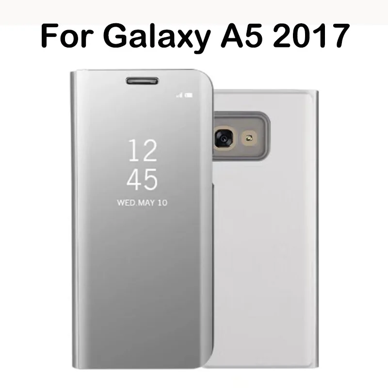 Зеркальное гальваническое покрытие Smart Sleep чехол для samsung Galaxy A5 2017 SM A520F кожаный