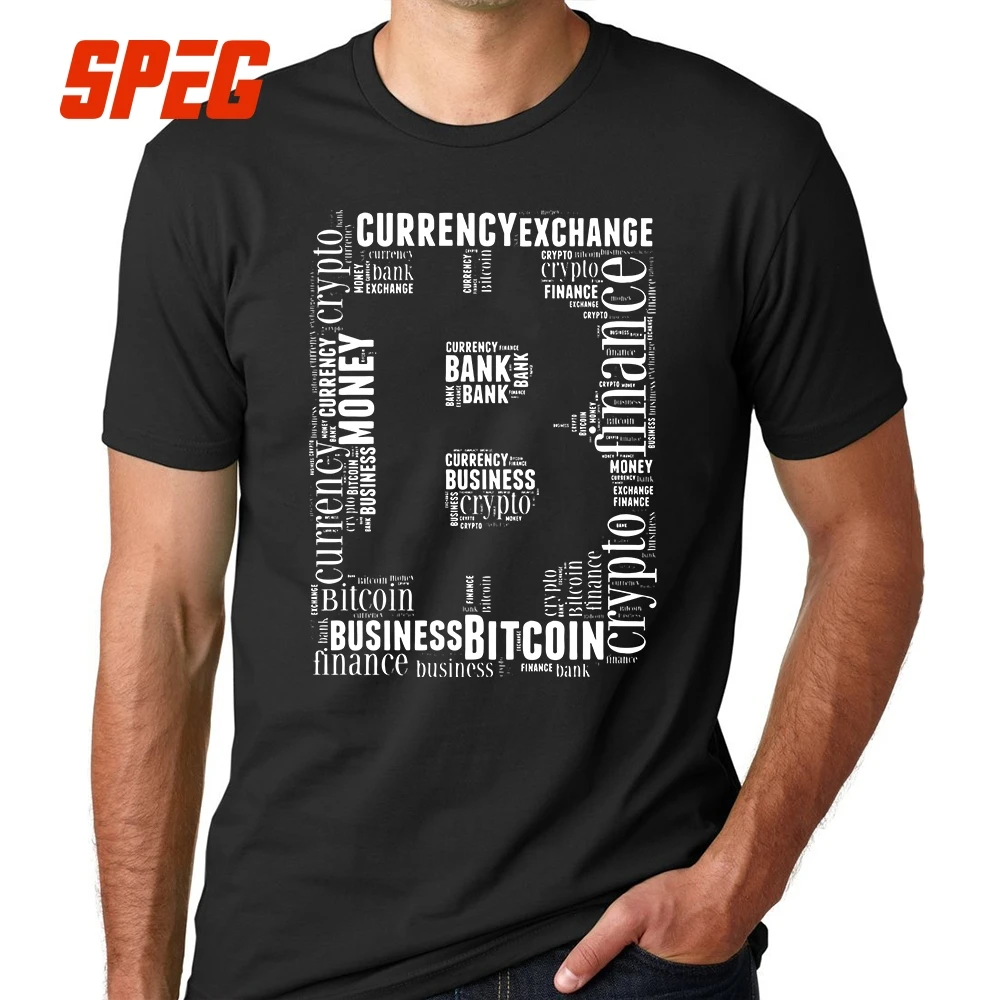 

T Shirts Bitcoin Logo Word Art Graphics Tee Shirts Teenage Round Collar Short Sleeve T-Shirt High Quality Men's Big Size