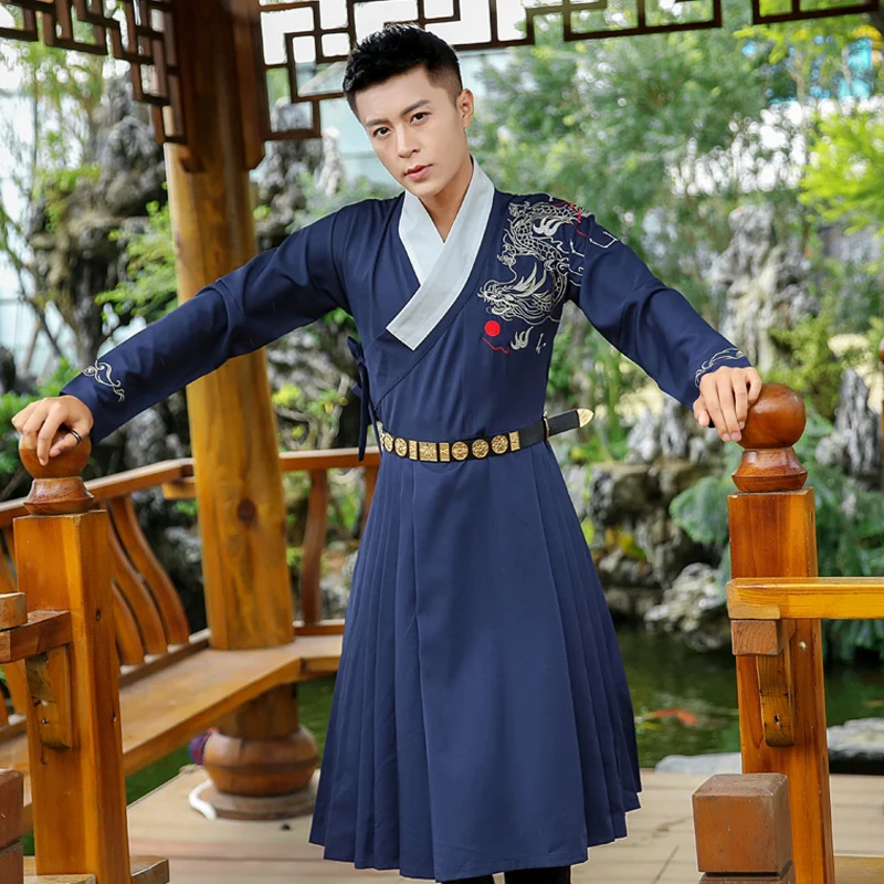 Ming Dynasty Student Dragon embroidery Hanfu Costume Unisex Hanfu Embroidery outerwear spring traditional hanfu trench Outfit photo