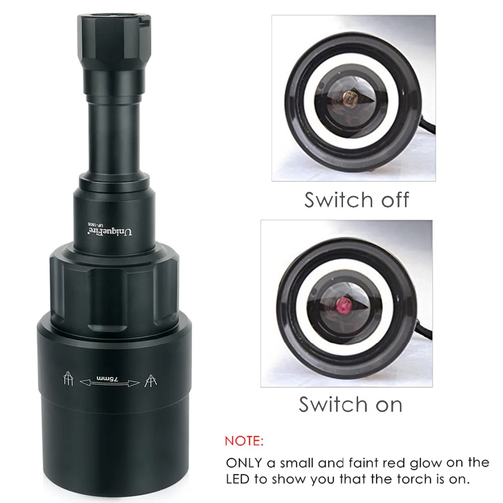  UniqueFire 1605 IR 850nm 4715AS LED Flashlight 5 Watts 75mm lens 3 Mode Night Vision torch Zoomable