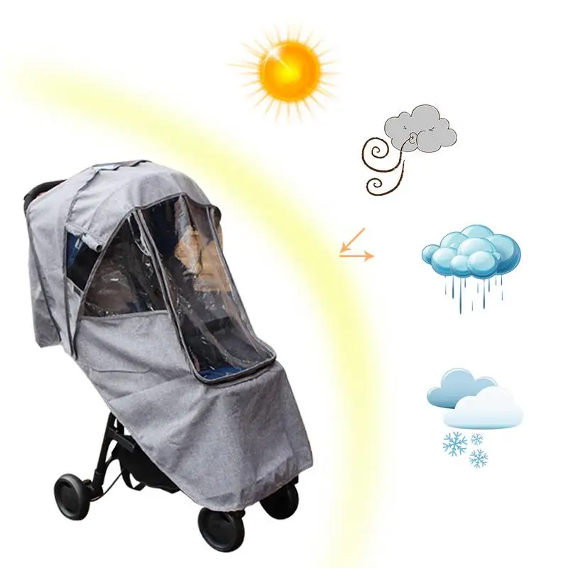 Baratos Cochecito de bebé impermeable cubierta carro paraguas coche cubierta de lluvia cochecito de bebé parabrisas para cochecito accesorios carrito Accesorios