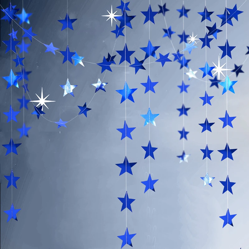 Kit de guirnalda de lunares de color azul marino para decoración de fiesta con diseño de estrella color azul marino y azul marino 