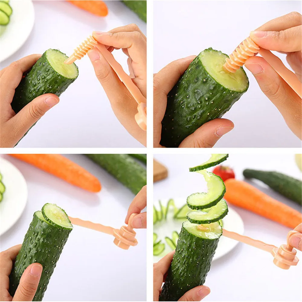 Patata pepino zanahoria vegetal Spiral slicer cocina Cúter modelos patata cortador Herramientas gadgets cocina accesorios a7c