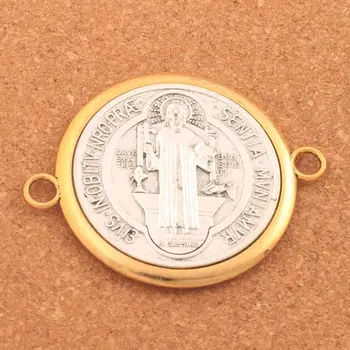 

65.6x51.7mm Saint St Benedict Medal Cross Spacer End Connector 6PCS zinc alloy And Fit Necklace Jewelry DIY L1702