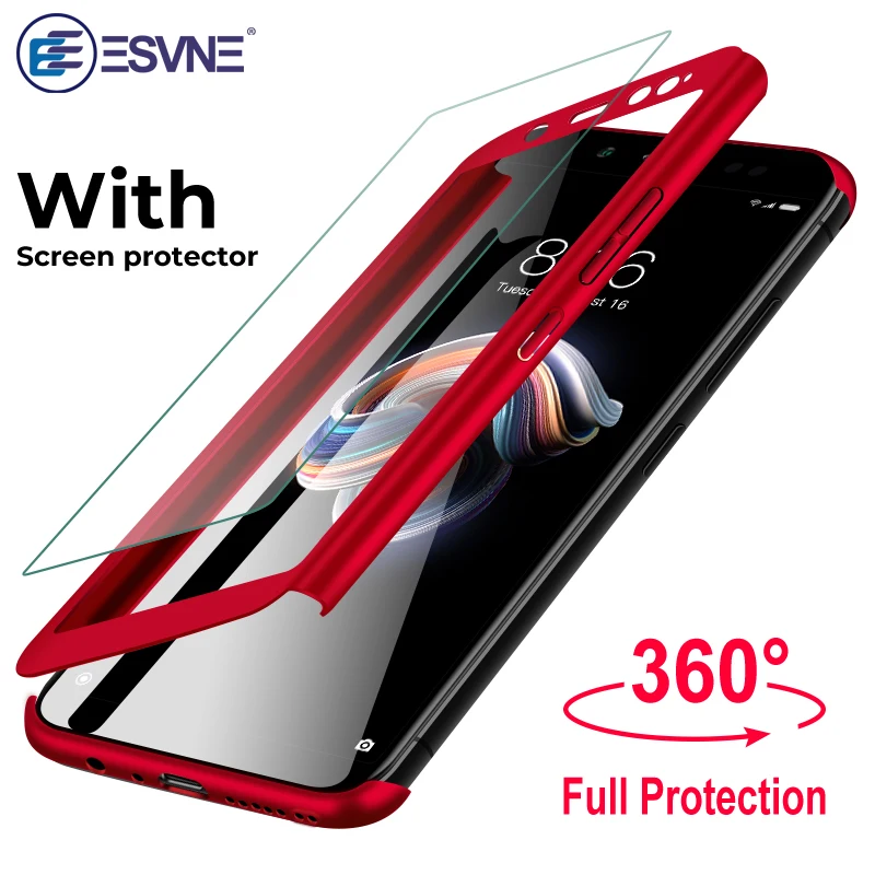 Защитный чехол со стеклом для Xiaomi Redmi 6A 4X 4A 5 5A 6 Note 7 Pro с полной защитой 360