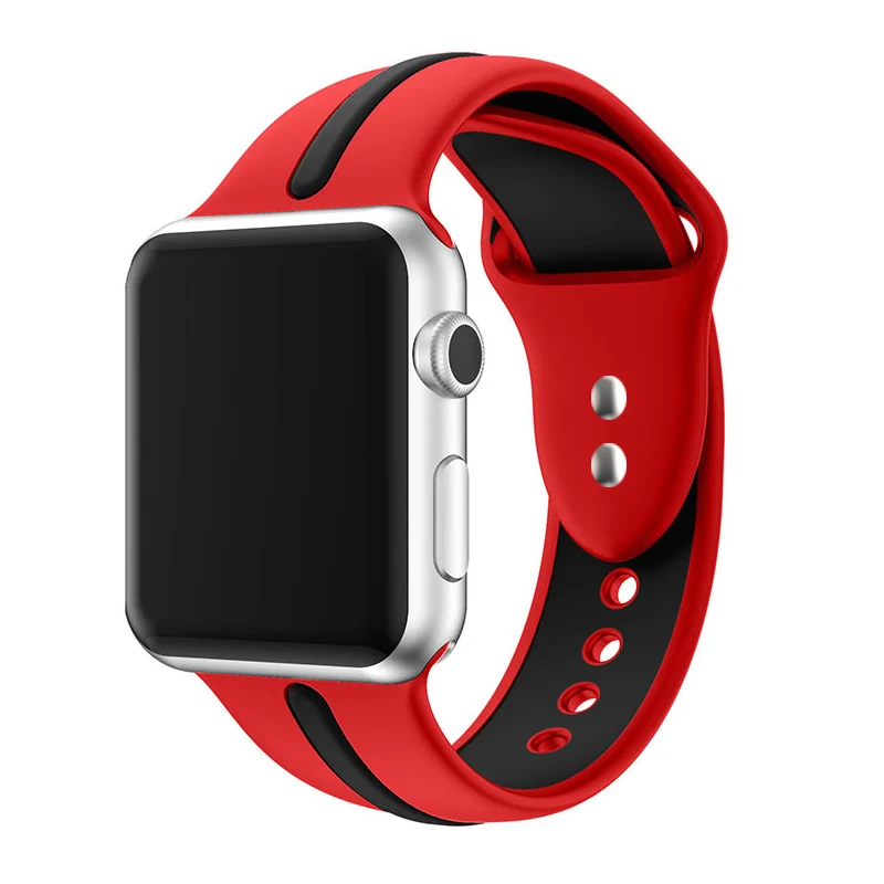 Ремешок для часов apple Watch band apple watch 5 4 band 44 мм iwatch band 42 мм correa 38 мм 40 мм силиконовый ремешок для часов pulseira 3 - Цвет ремешка: red black