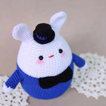 

crochet Egg Bunny Gentleman baby rettle toy and doll