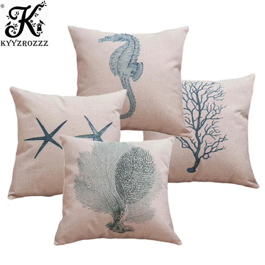Sea Horse Pillows Home Decor Aquatics Life Star Fish Ocean