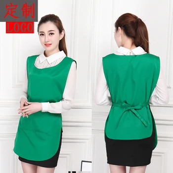 

Spring and summer Korean fashion waterproof apron chain fruit fresh supermarket overalls vest custom logo embroidery printing