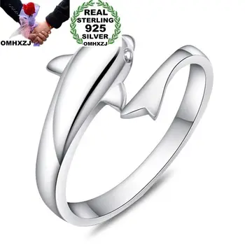 

OMHXZJ Wholesale European Fashion Woman Girl Party Wedding Gift Silver Dolphin Open S925 Sterling Silver Ring RR260