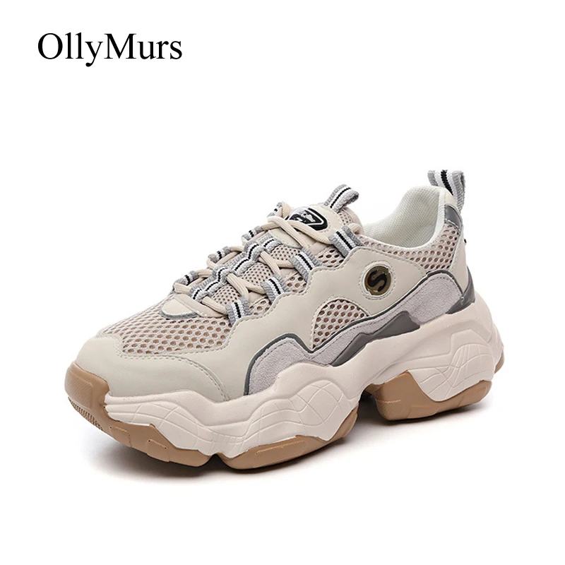 Blanches Mujer Chunky Beige Chaussures blanc Zapatos Marque Femme Respirant Printemps De Nouveau Platfrom Femmes Sneakers Lady Patchwork 1gCxqBw