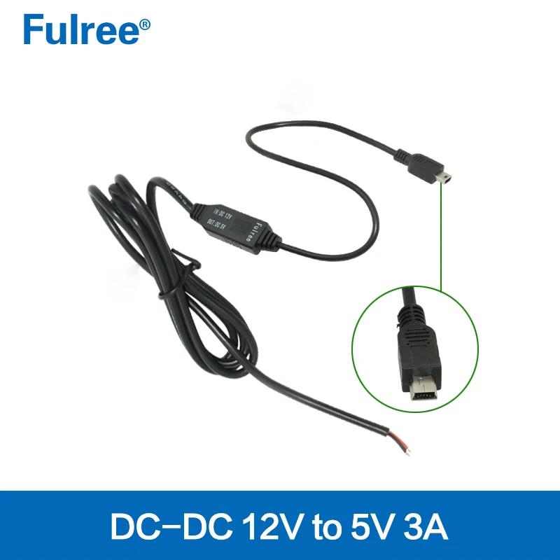 

1 Meter 3.3 Feet Mini USB B Type 5pin Output DC-DC Car Power Converter 12 V to 5V Step Down Buck module for Camera DVR Video GPS