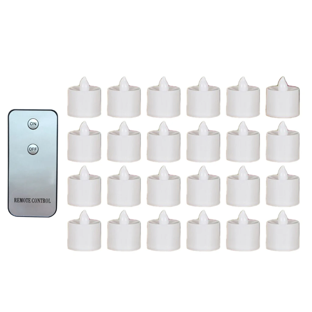 24Pcs Candles LED Tea Light Flameless Flickering Party With Remote Control