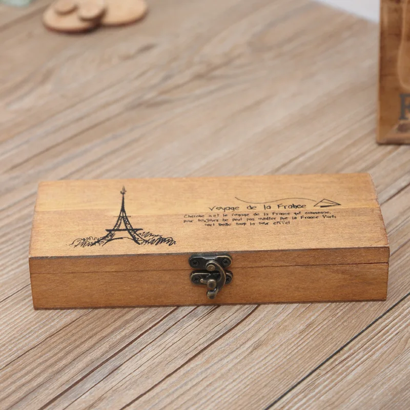 Креативные Ретро бытовые предметы первой необходимости деревянный ящик для хранения модные офисные школьные принадлежности Эйфелева башня пенал Чехол