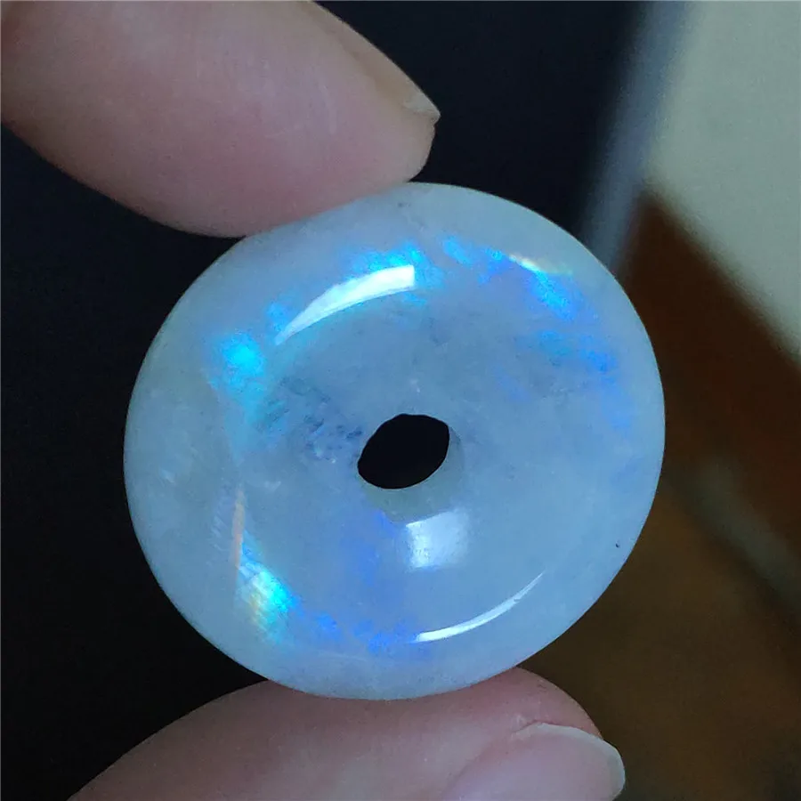 Genuine Blue Light Natural Moonstone Gemstone Donut Shape Bead Healing