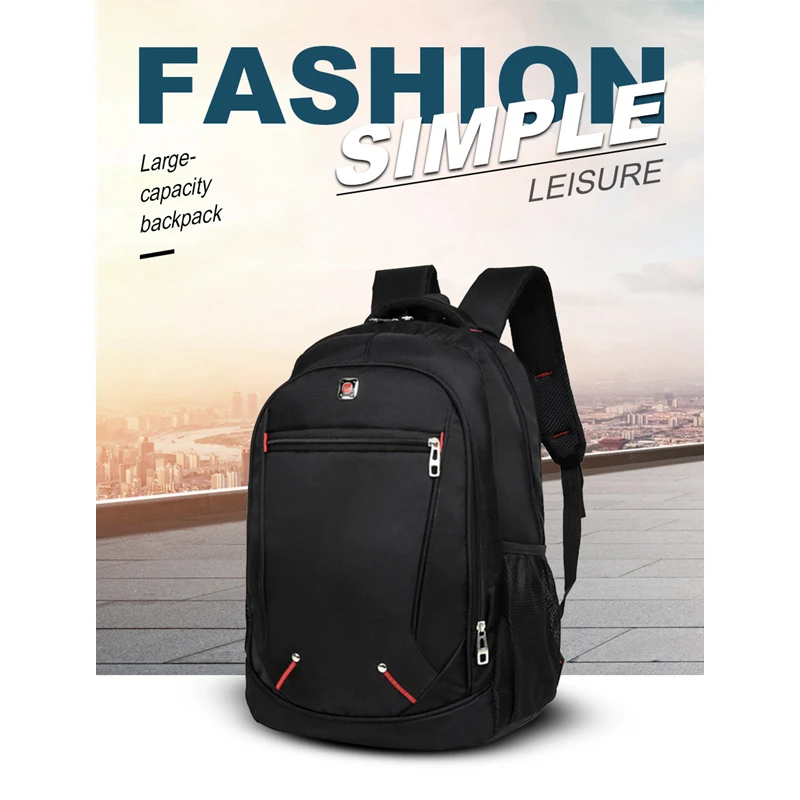 

LJL Casual Solid Color Material Oxford Man's Backpack Multi-functional Large-capacity Student Schoolbag Simple Bag