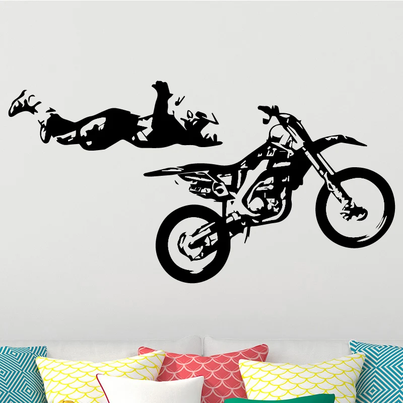 Крутая Спортивная Наклейка на стену для мотоцикла, съемные наклейки на стену, Фреска для домашнего декора, для спальни, сделай сам, водонепроницаемое украшение для дома