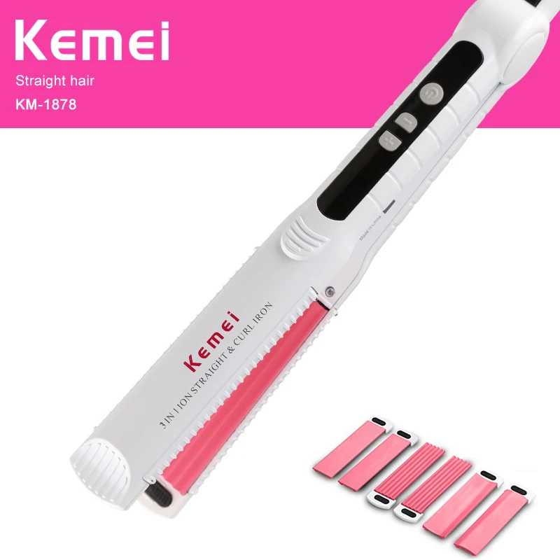 Kemei Professional Flat Irons Hair Straightener Curling Styling Tools Corn Splint Ionic 3 In 1 Straightening | Красота и здоровье
