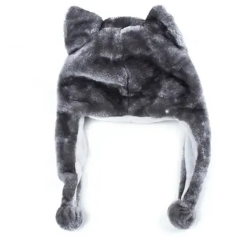 

WOTT Cartoon Animal baby cap warm Husky Wolf Fluffy Plush Hat Cap Scarf Earmuff Kids children