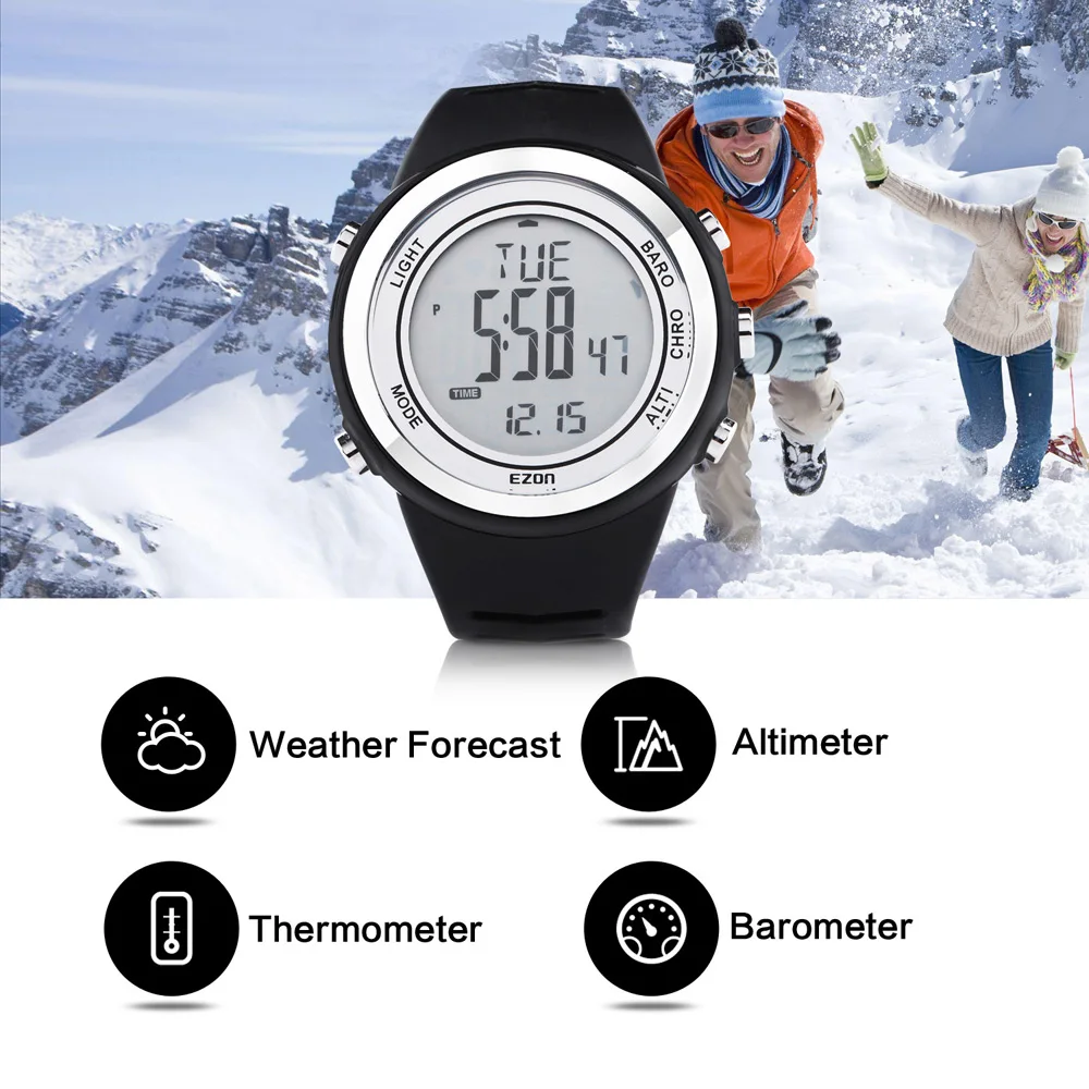EZON H009 модные спортивные часы походные для альпинизма мужские цифровые альтиметр