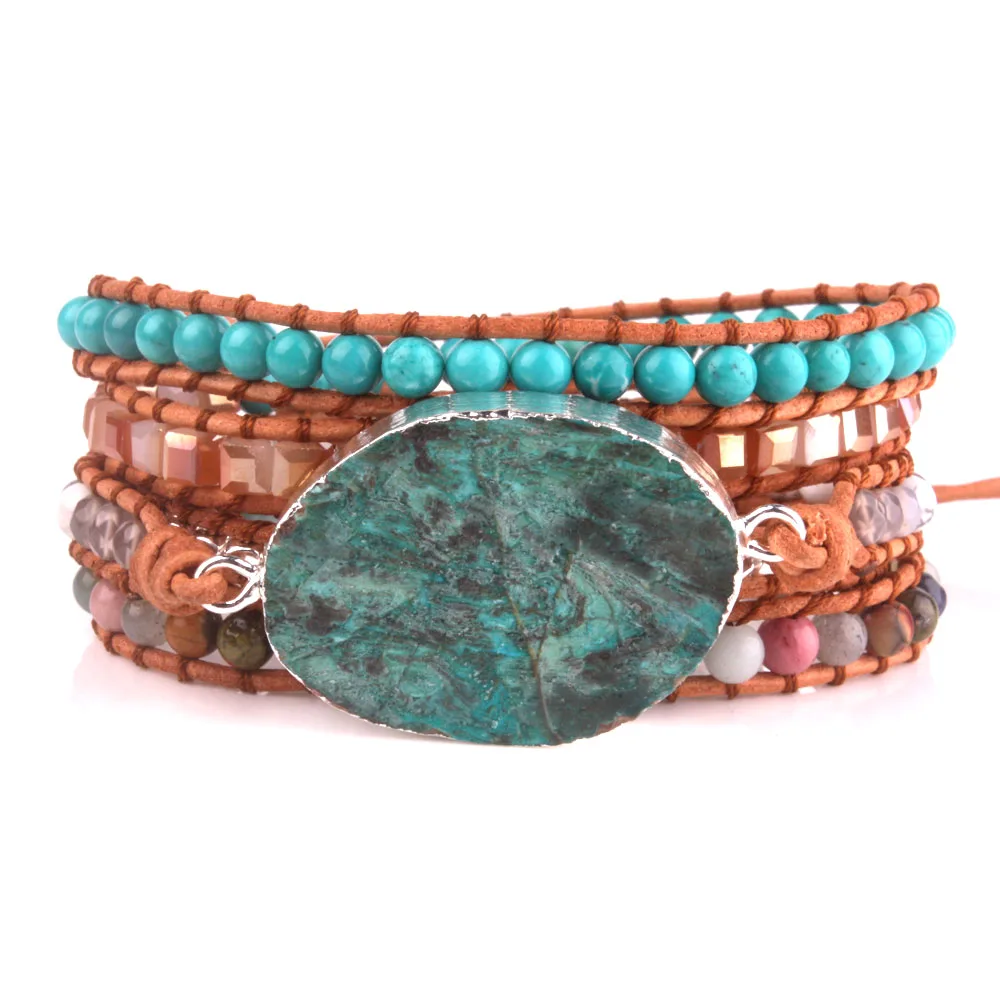 

5x Ocean Stone wrap Bracelet Boho Chic Jewelry