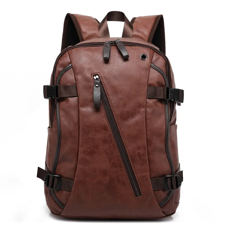 

Men's PU Rucksack Backpacks Fashion Bag for Men Business Travel Mochila Zip Men Laptop Backpack High School Bags