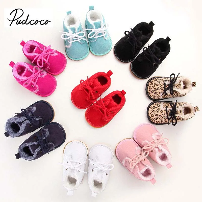 

Pudcoco 2018 Newborn Infant Girl Boy Baby Snow Booties Winter Lace-up Plush Fur Boots Warm Strappy Shoes 0-18M