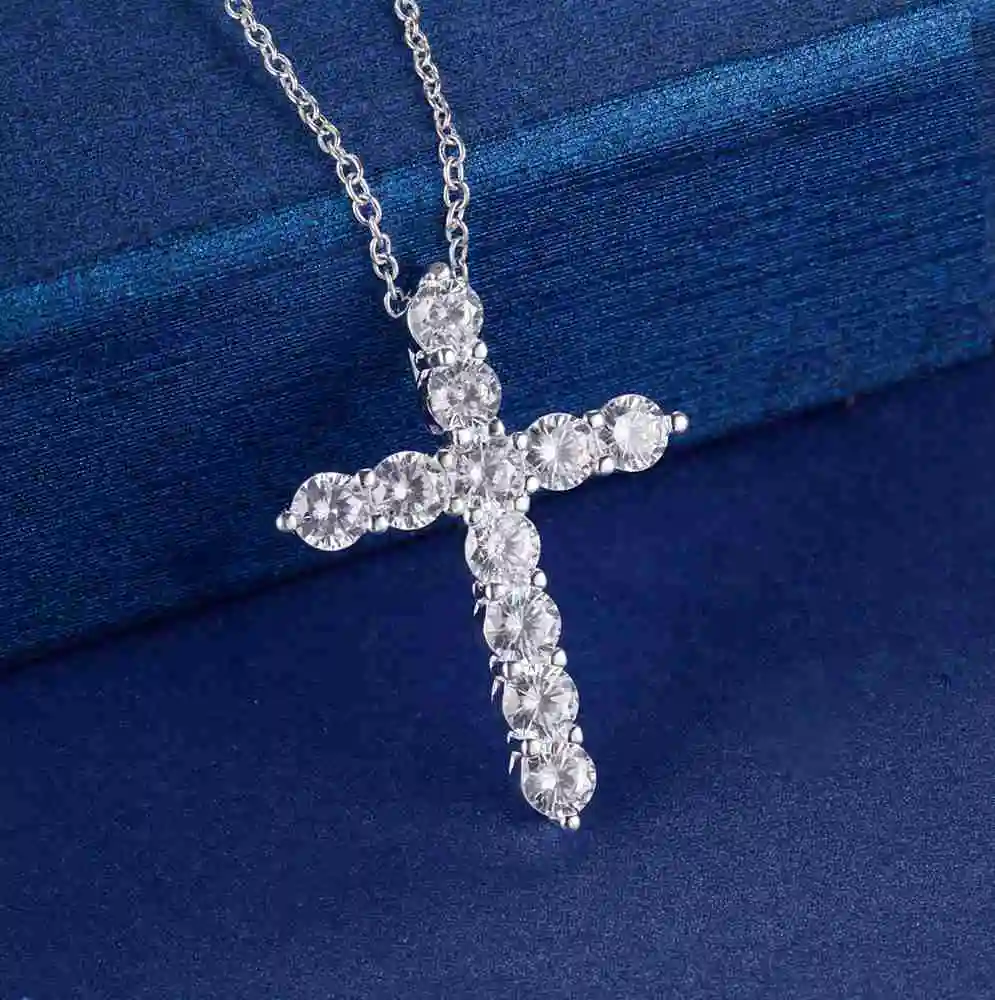 Серебряное ожерелье, ювелирное изделие, женская свадебная мода, крест, CZ, хрустальный кулон с циркониевым камнем, ожерелье, Рождественский подарок JSHN296