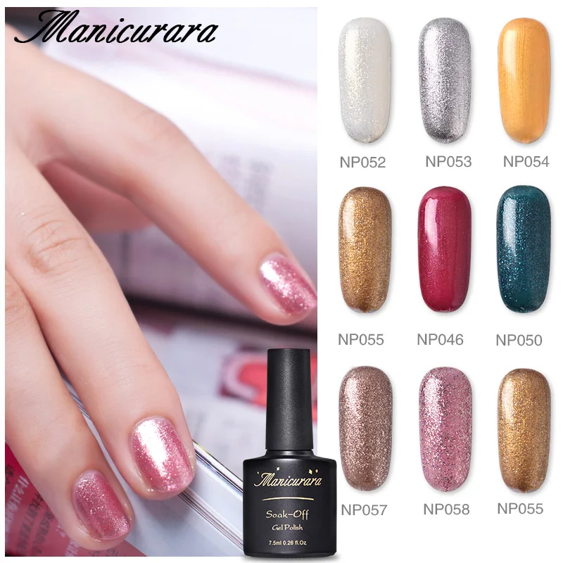 

Manicurara Glitter Series Gel Nail Polish Shinning Nail Gel Nail Art Manicure Permanent Hybrid Gel Polish 10Color 7.5ML Poly Gel