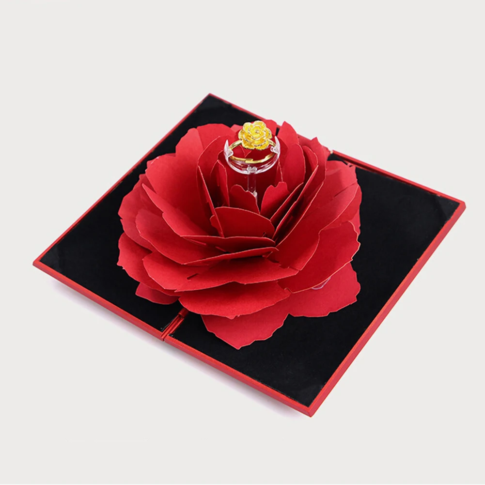 Дропшиппинг 3D всплывающий красный цветок розы кольцо коробка Свадьба обручение коробка держатель для хранения ювелирных изделий Чехол упаковка ювелирных изделий дисплей