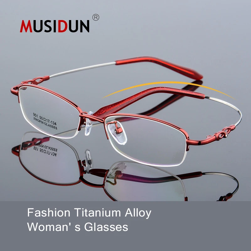 

Titanium Alloy Half frame Eyeglasses Woman Ultra Light Weight Optical Myopia glasses Frames female Eyewear Spectacles Q141