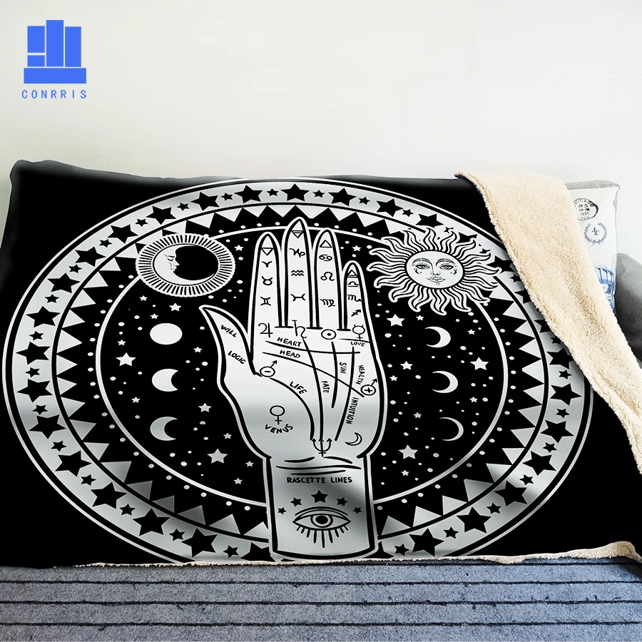 

GNORRIS Palm moon stars Oversized Famil Lambskin 3D Print Super Soft Warm Throw Blanket Nether Sofa Lazy Bedding Blanket Cloak