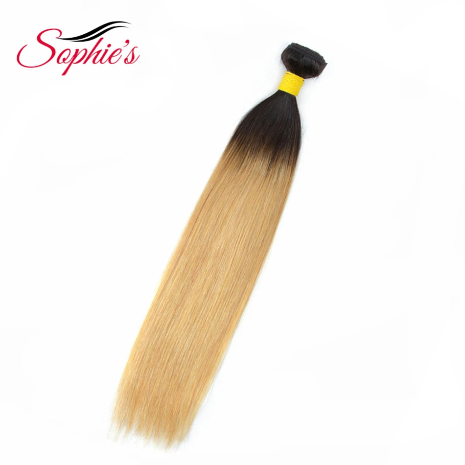 Софи предварительно Цвет ED Ombre T1B/27 Цвет волос бразильский Человеческие волосы 1 пучки non-реми прямые волос шить в наращивание волос