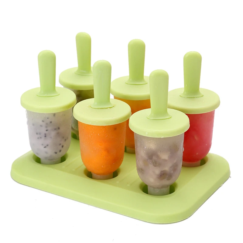 GQIYIBBEI 6 шт. мороженое для фруктового льда Пособия по кулинарии Инструменты Многие формы многоразовые DIY Замороженные Мороженое Поп формы для выпечки - Цвет: green