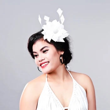 

Women Fancy Feather flower Fascinator Hats white Wedding Hats and Fascinators feather Hair Accessories for Bridal Free shipping
