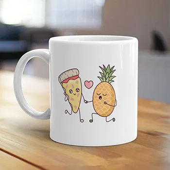 

Pineapple Pizza Love Mug Unique Coffee Mug Illustrated Mug Cute Mug Gifts for Him Gifts for Her Food Lover Mug Funny Mug
