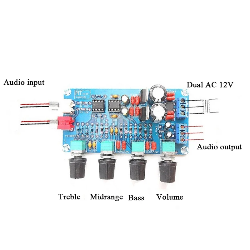 Aiyima усилитель предусилитель Объем Тон ВЧ СЧ бас NE5532 ОУ HIFI EQ Управление доска DIY Наборы Dual AC 12 В-18 В